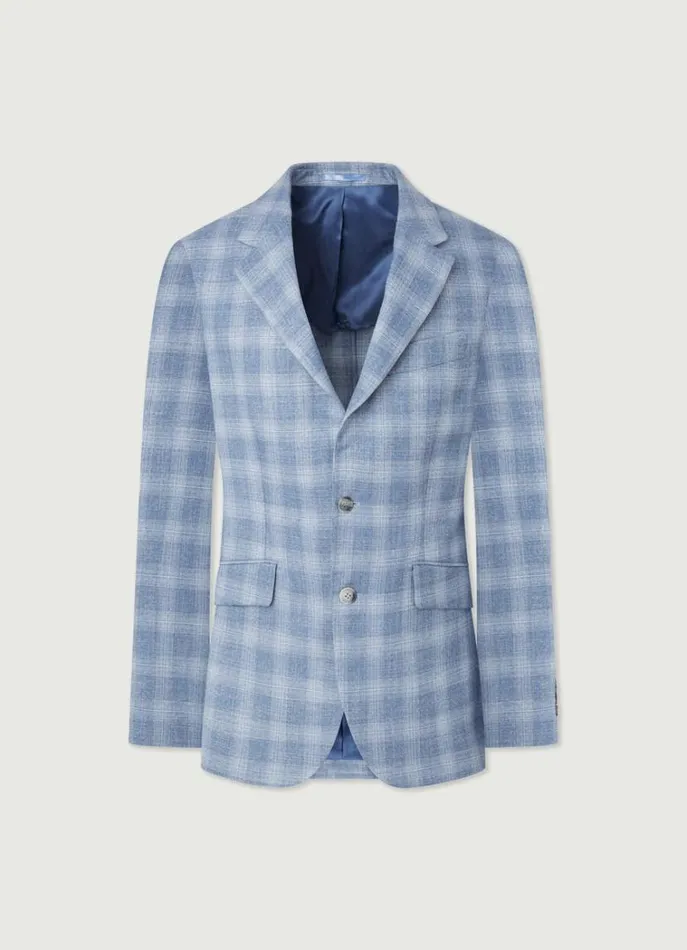 Men Blazers Hackett London Check Blazer Sky Blue