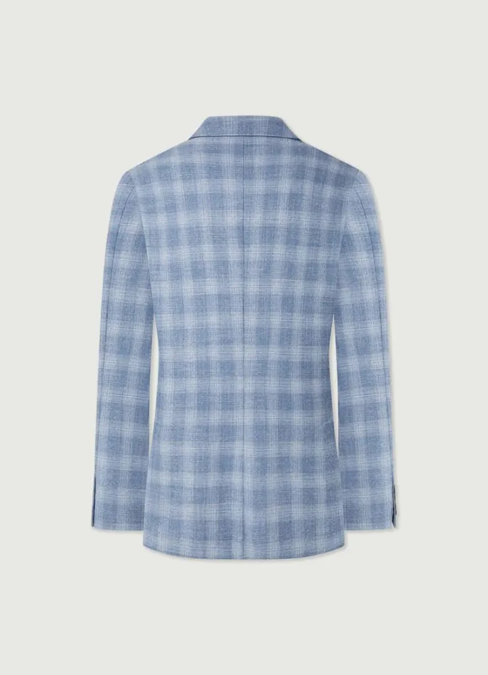 Men Blazers Hackett London Check Blazer Sky Blue