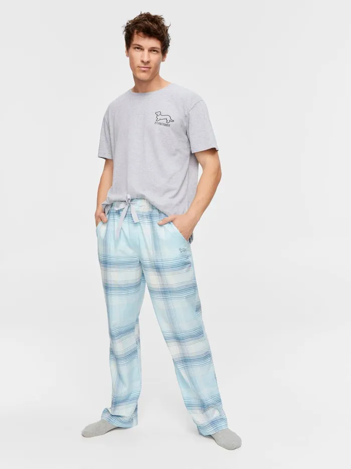 Men Blue Check Pj Pant Multi Peter Alexander Pants