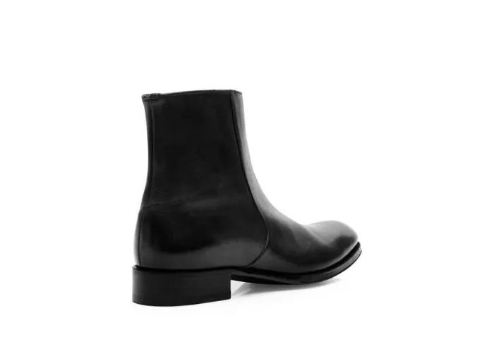 Men Boots Tom Ford Burnished Leather Edgar Zip Boot Black Men Boots Tom Ford Burnished Leather Edgar Zip Boot Black