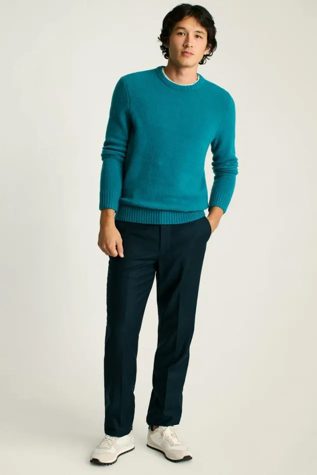 Men Boucle Crew Neck Sweater Blue Green Bonobos Crew and VNeck Sweaters