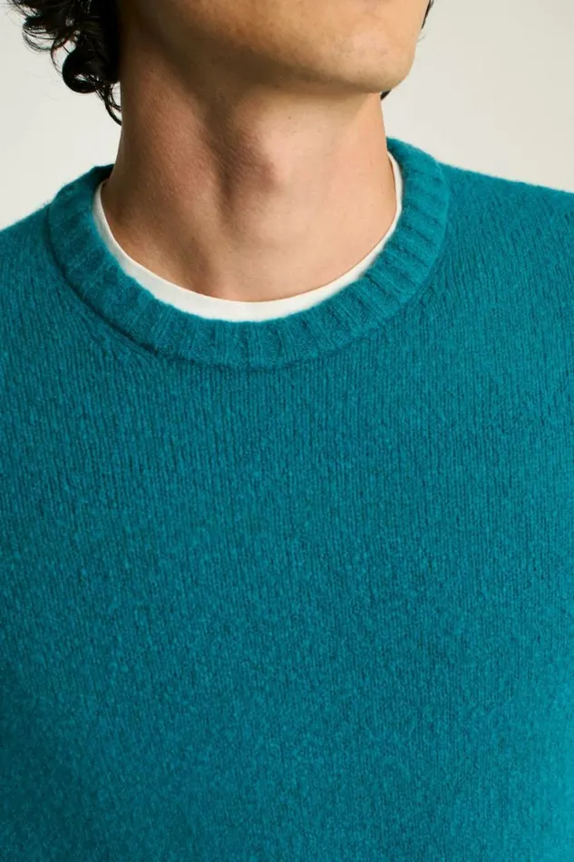 Men Boucle Crew Neck Sweater Blue Green Bonobos Crew and VNeck Sweaters