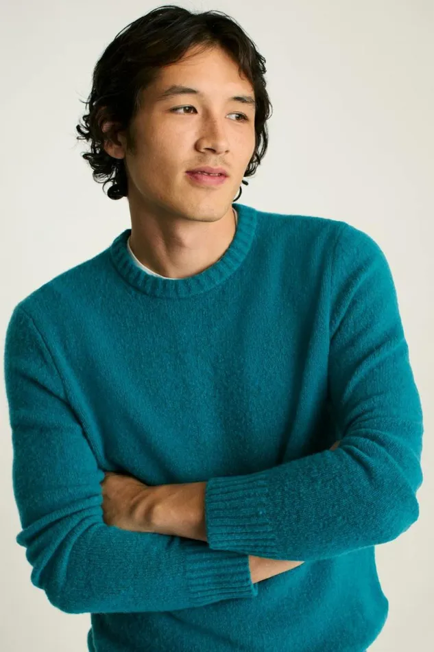 Men Boucle Crew Neck Sweater Blue Green Bonobos Crew and VNeck Sweaters