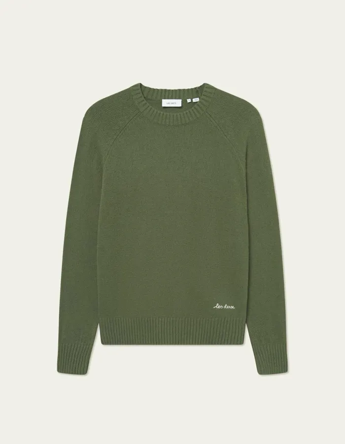 Men Brad Roundneck Knit 8211 Chive Green Les Deux Knitwear