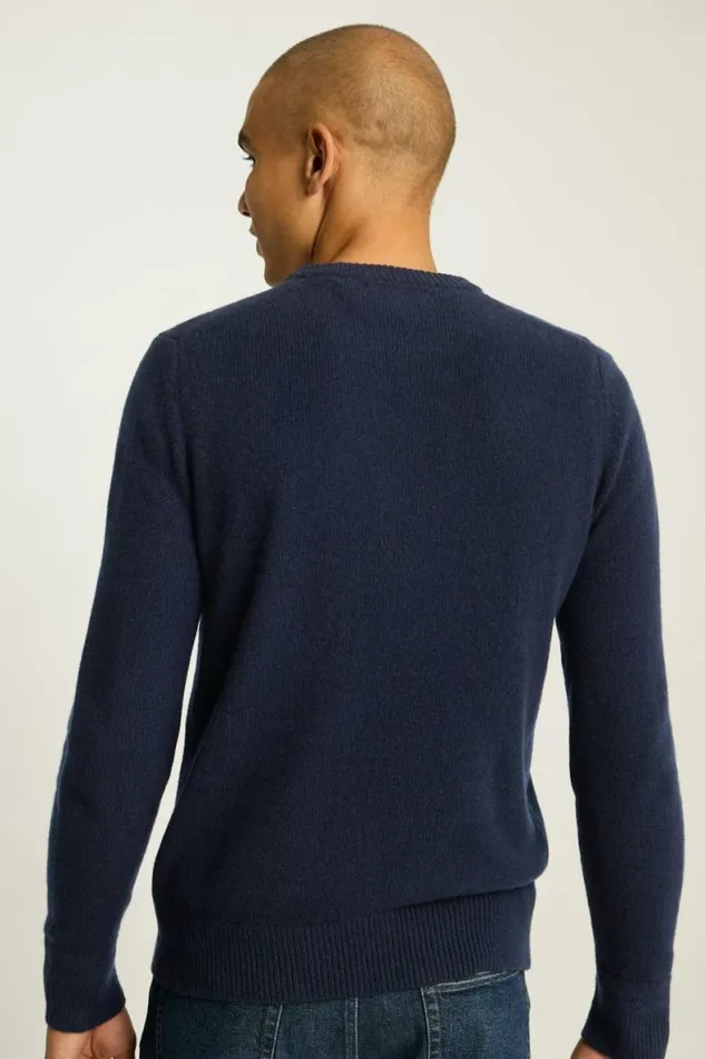 Men Cashmere Crew Neck Sweater Navy Blue Bonobos Crew and VNeck Sweaters