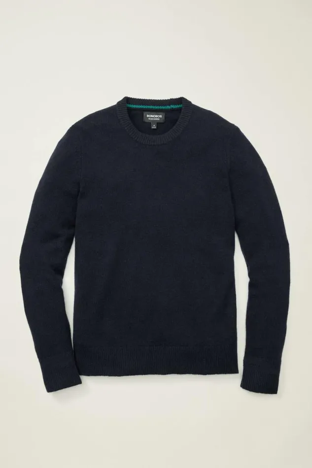 Men Cashmere Crew Neck Sweater Navy Blue Bonobos Crew and VNeck Sweaters