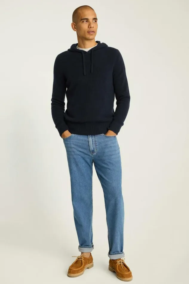 Men Cashmere Hoodie Navy Blue Bonobos Sweatshirts and Fleece