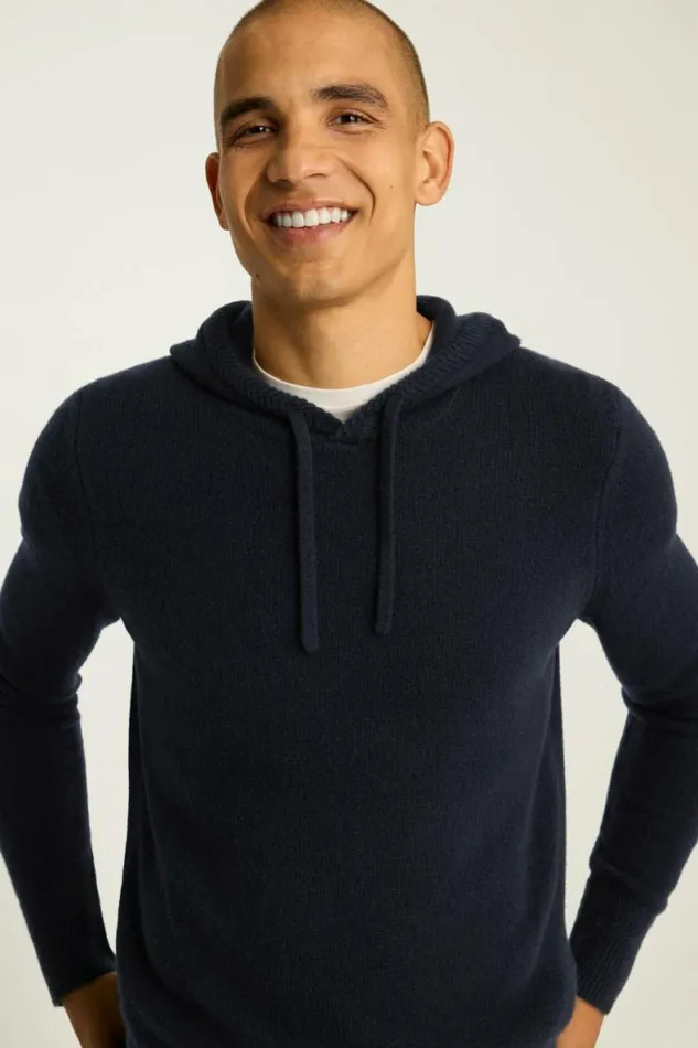 Men Cashmere Hoodie Navy Blue Bonobos Sweatshirts and Fleece