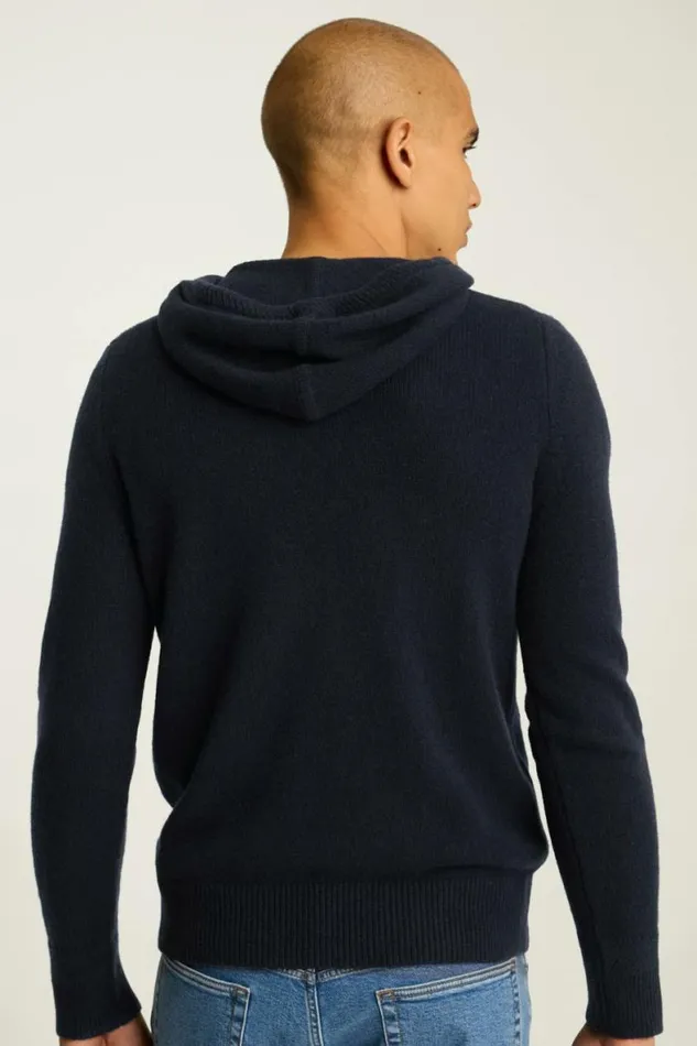 Men Cashmere Hoodie Navy Blue Bonobos Sweatshirts and Fleece