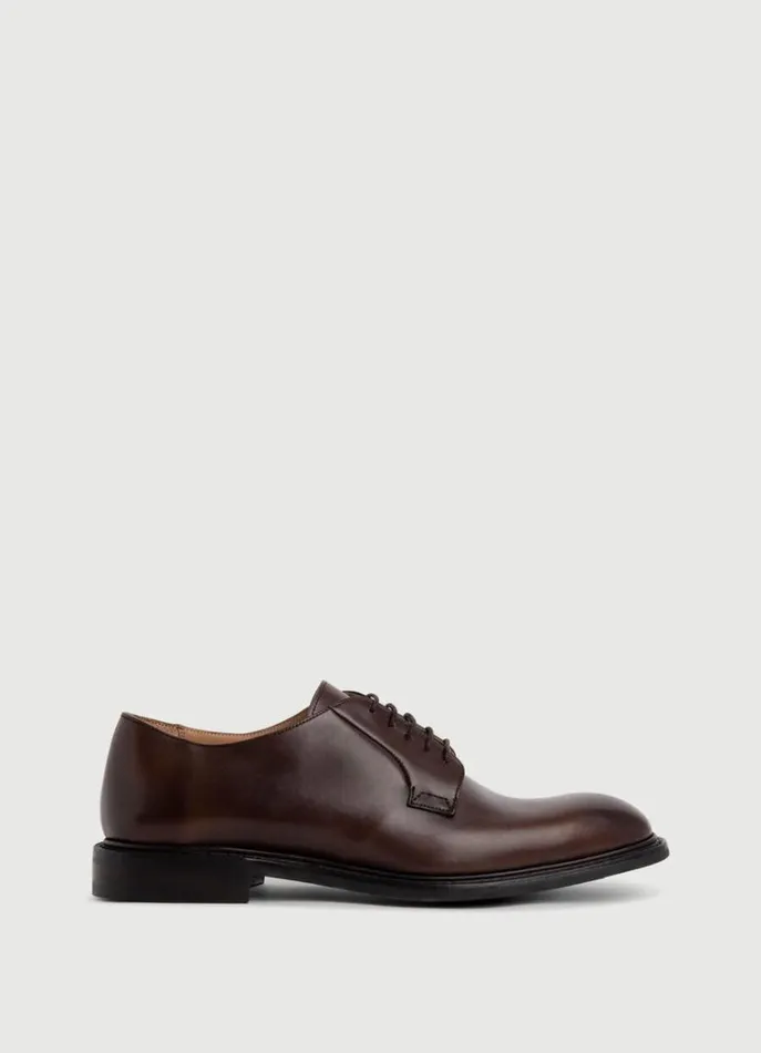 Men Casual Shoes Hackett London Leather Derby Shoes Dark Brown