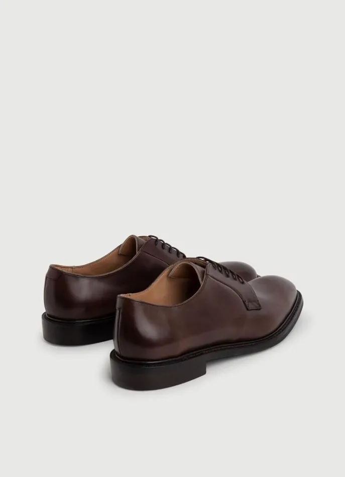 Men Casual Shoes Hackett London Leather Derby Shoes Dark Brown