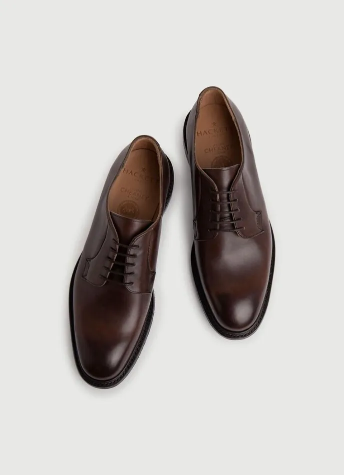 Men Casual Shoes Hackett London Leather Derby Shoes Dark Brown