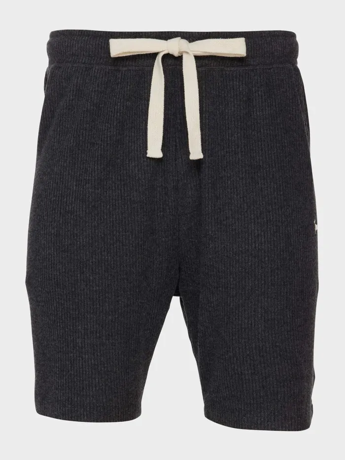 Men Charcoal Brushed Rib Mid Short Charcoal Peter Alexander Shorts