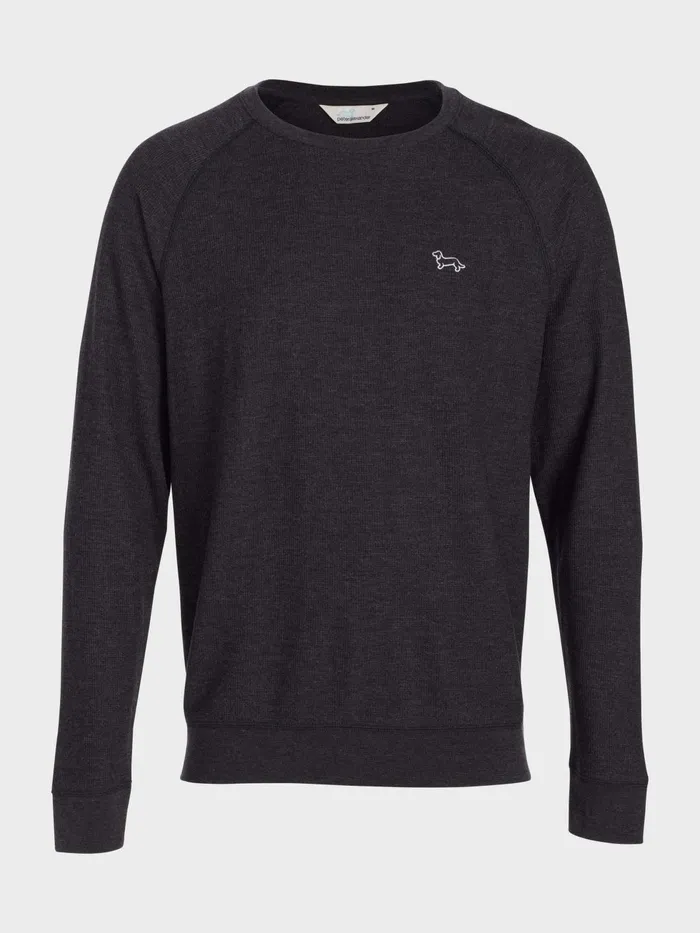 Men Charcoal Waffle Long Sleeve Top Charcoal Peter Alexander Classic Tops