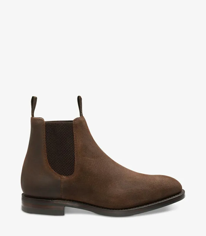 Men Chatsworth Brown Waxed Suede Chelsea Boots Loake