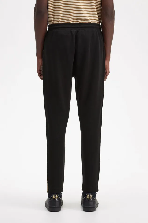 Men Chequerboard Tape Track Pants Black Fred Perry Tracksuits