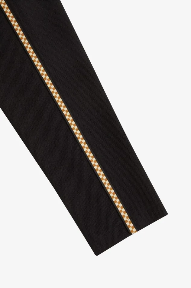 Men Chequerboard Tape Track Pants Black Fred Perry Tracksuits