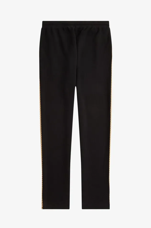 Men Chequerboard Tape Track Pants Black Fred Perry Tracksuits