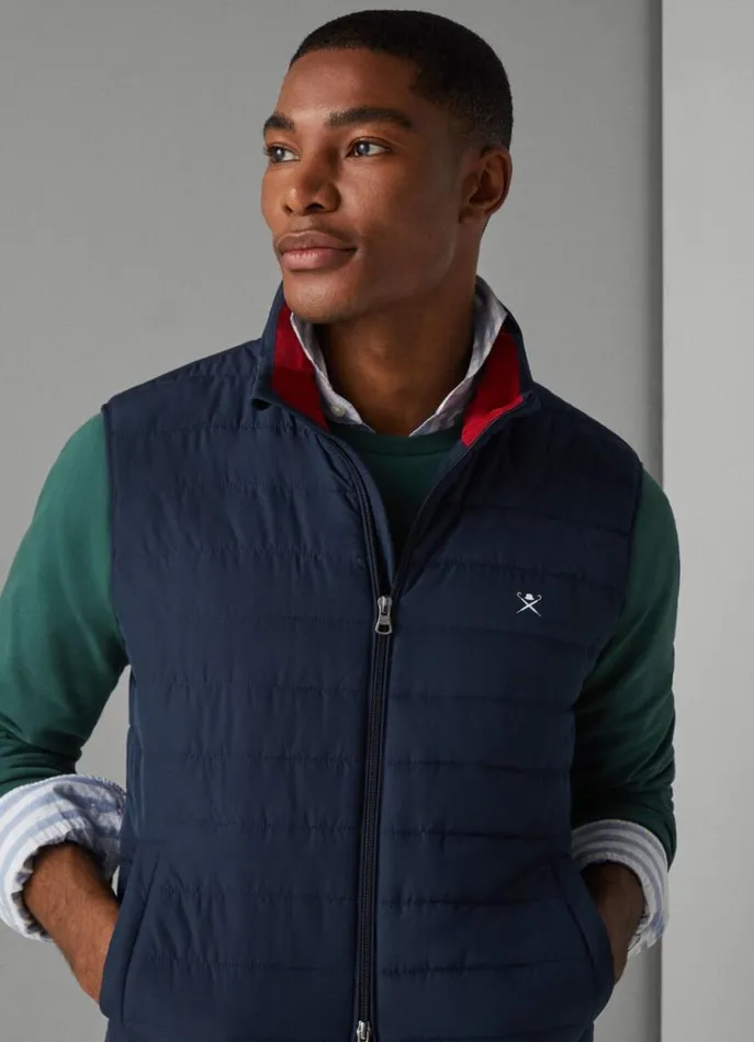 Men Coats and Jackets Hackett London Heritage Puffer Gilet Navy