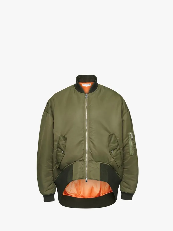 Men Coats and Jackets JW Anderson CURVED HEM OVERSIZED BOMBER JACKET Olive