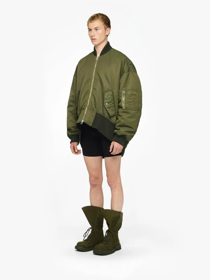 Men Coats and Jackets JW Anderson CURVED HEM OVERSIZED BOMBER JACKET Olive Men Coats and Jackets JW Anderson CURVED HEM OVERSIZED BOMBER JACKET Olive