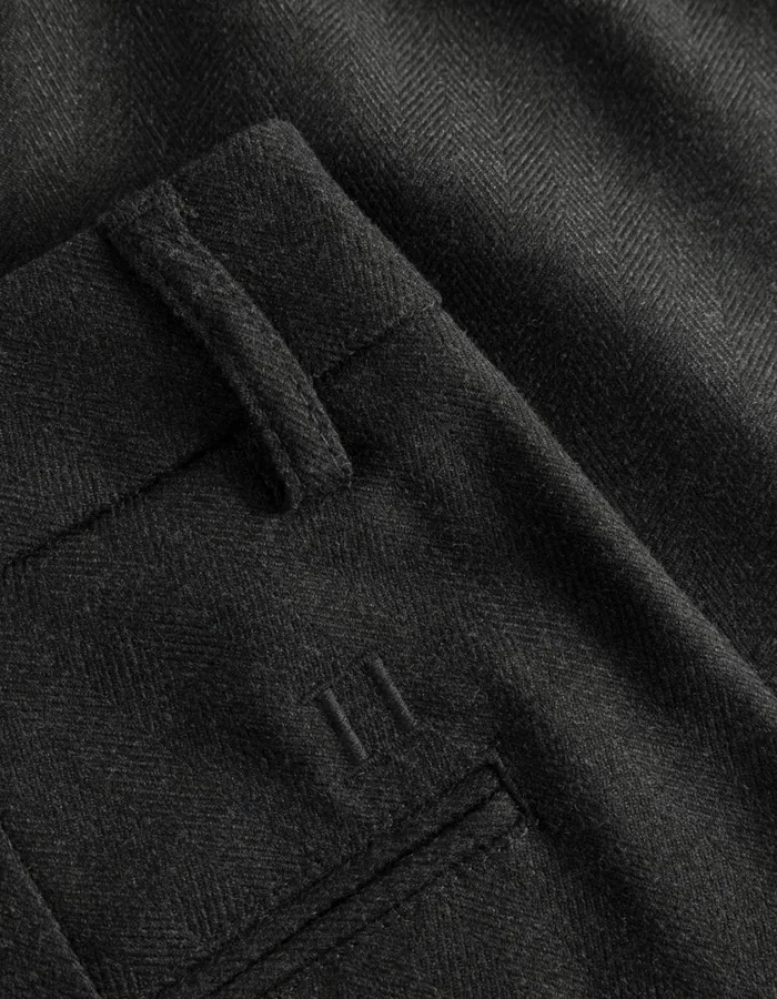 Men Como Herringbone Suit Pants 8211 CharcoalGrey Melange Les Deux Pants