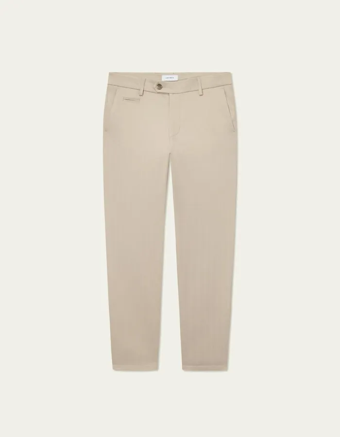 Men Como Herringbone Suit Pants 8211 Dark SandLight Sand Les Deux Pants