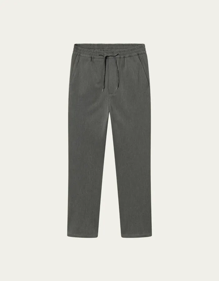 Men Como Tapered Drawstring Pants 8211 Grey Melange Les Deux Pants