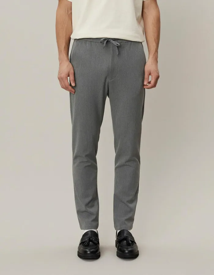 Men Como Tapered Drawstring Pants 8211 Grey Melange Les Deux Pants