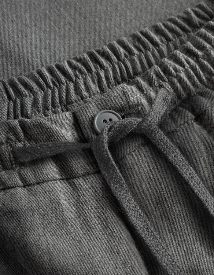 Men Como Tapered Drawstring Pants 8211 Grey Melange Les Deux Pants