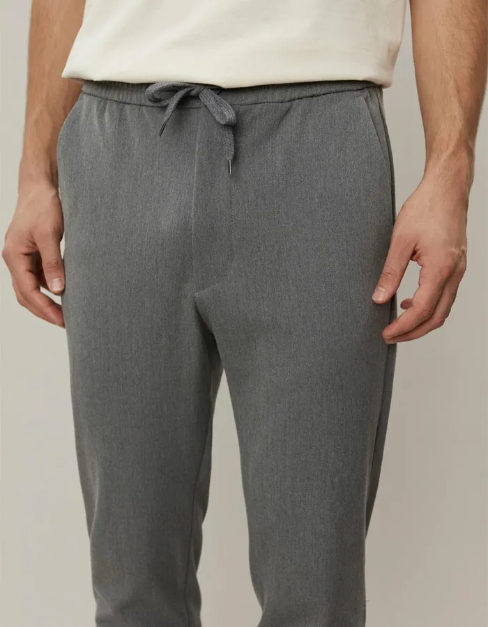 Men Como Tapered Drawstring Pants 8211 Grey Melange Les Deux Pants