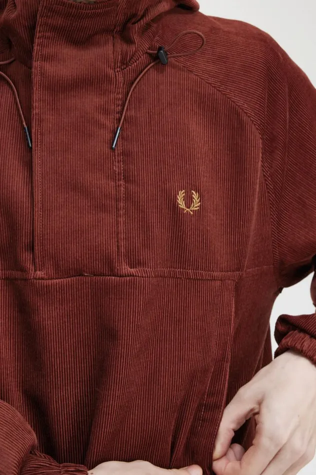 Men Cord Overhead Jacket Whisky Brown Fred Perry Coats and Jackets