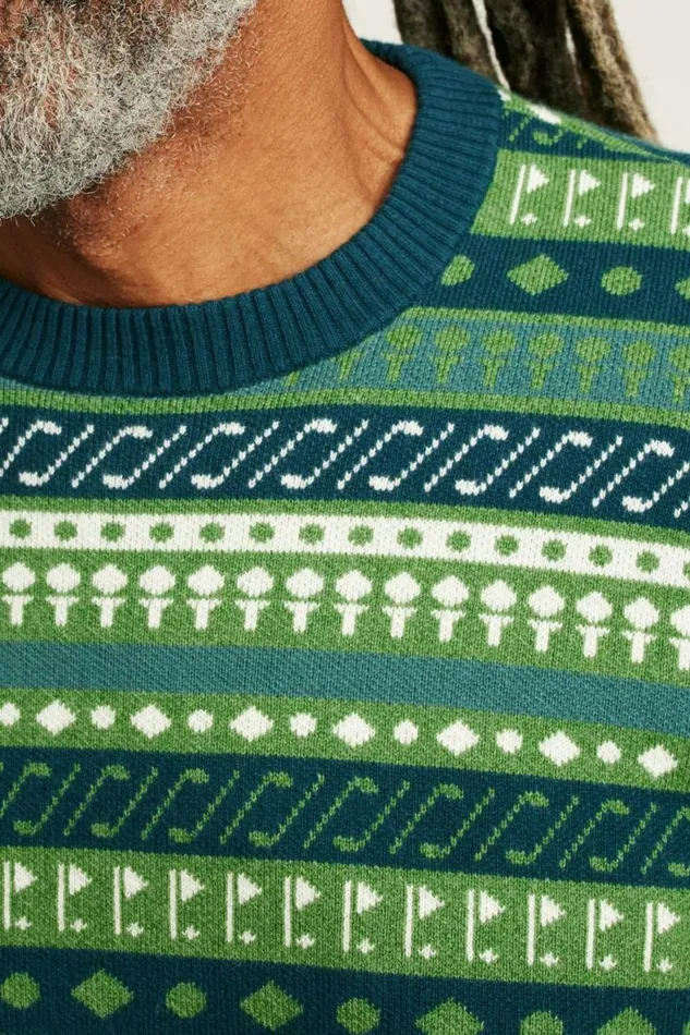 Men Cotton Cashmere Golf Sweater Green Fair Isle Bonobos Crew and VNeck Sweaters