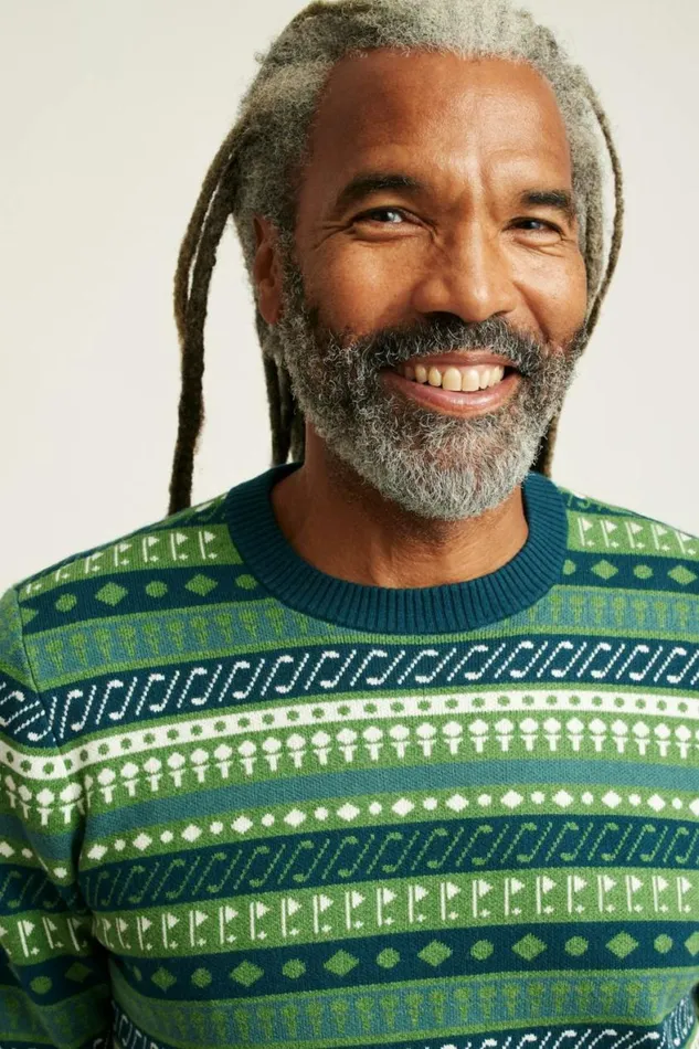 Men Cotton Cashmere Golf Sweater Green Fair Isle Bonobos Crew and VNeck Sweaters
