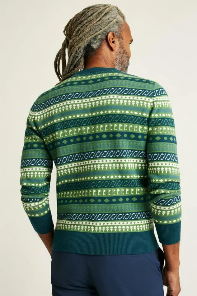 Men Cotton Cashmere Golf Sweater Green Fair Isle Bonobos Crew and VNeck Sweaters