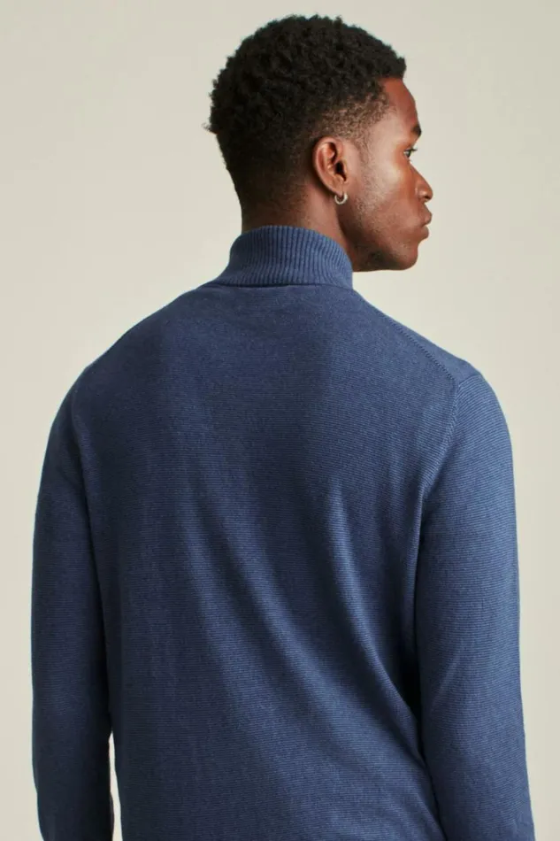 Men Cotton Cashmere HalfZip Blue Stripe Bonobos Half and FullZips