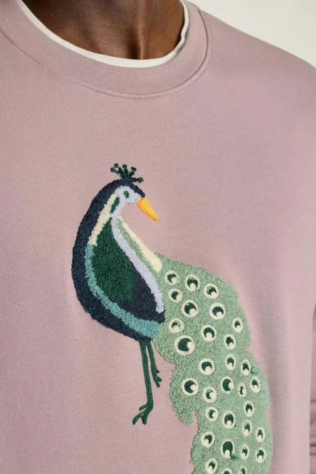 Men Critter French Terry Crew Purple Peacocking Bonobos Crew and VNeck Sweaters