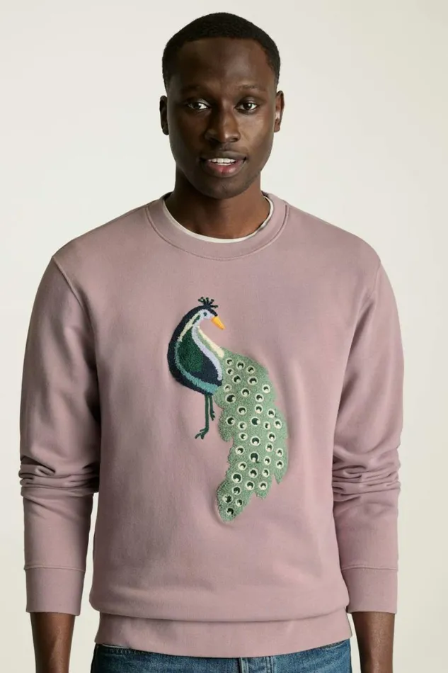 Men Critter French Terry Crew Purple Peacocking Bonobos Crew and VNeck Sweaters
