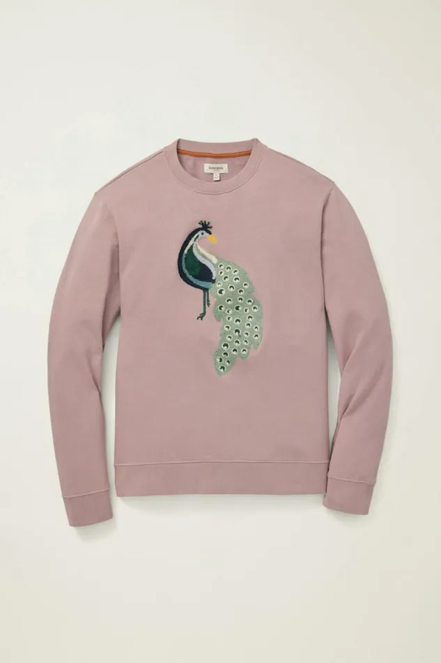 Men Critter French Terry Crew Purple Peacocking Bonobos Crew and VNeck Sweaters