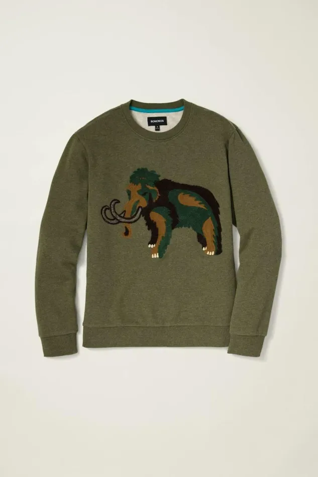 Men Critter Supersoft Fleece Crew Wooly Bully Bonobos Crew and VNeck Sweaters