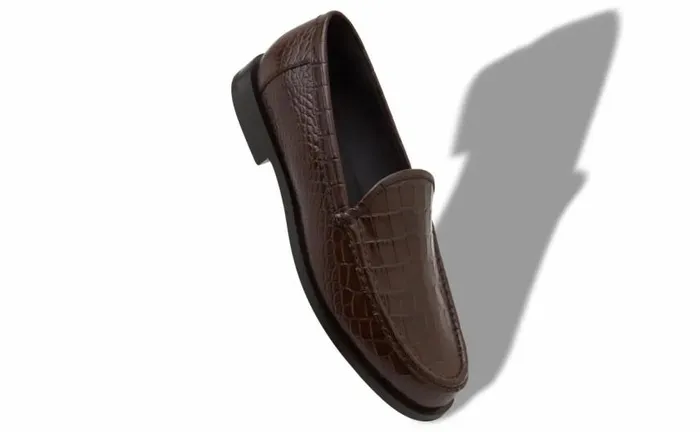 Men Dark Brown Calf Leather Loafers Manolo Blahnik Loafers