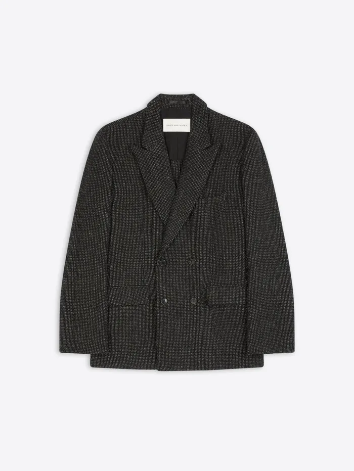 Men Dries Van Noten Blazers Wool Tweed Blazer