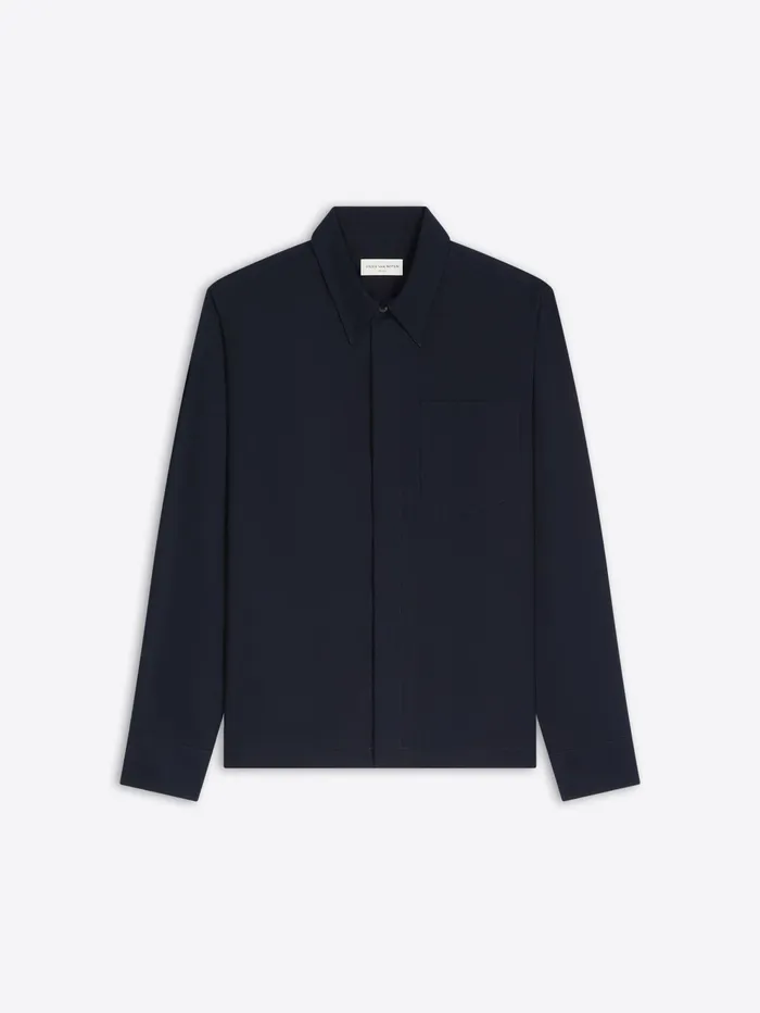 Men Dries Van Noten Shirts Cotton Zip Shirt