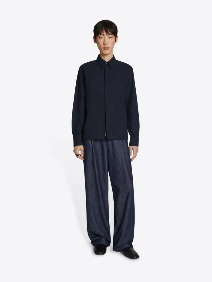 Men Dries Van Noten Shirts Cotton Zip Shirt