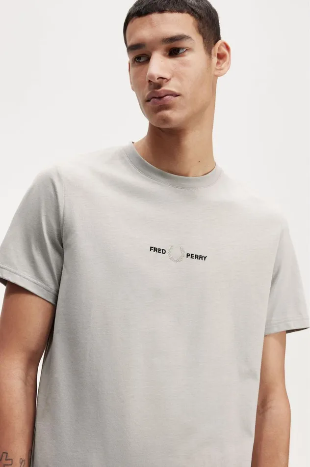 Men Embroidered TShirt Limestone Fred Perry TShirts