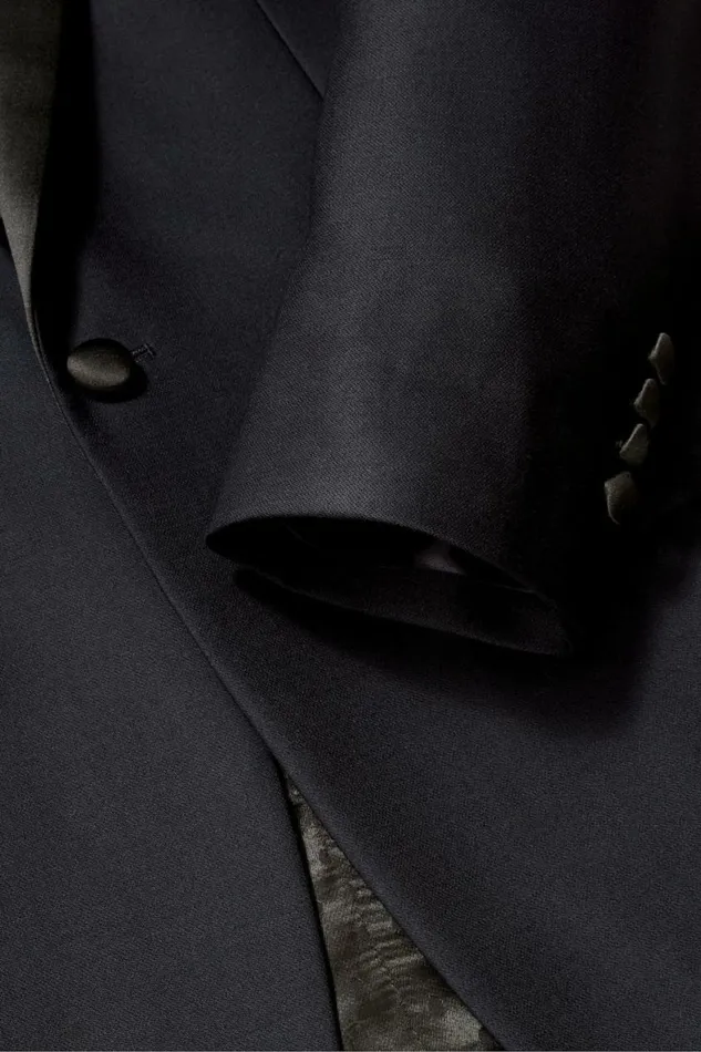 Men Empire Stretch Italian Wool Tuxedo Navy Peak Lapel Bonobos Suits