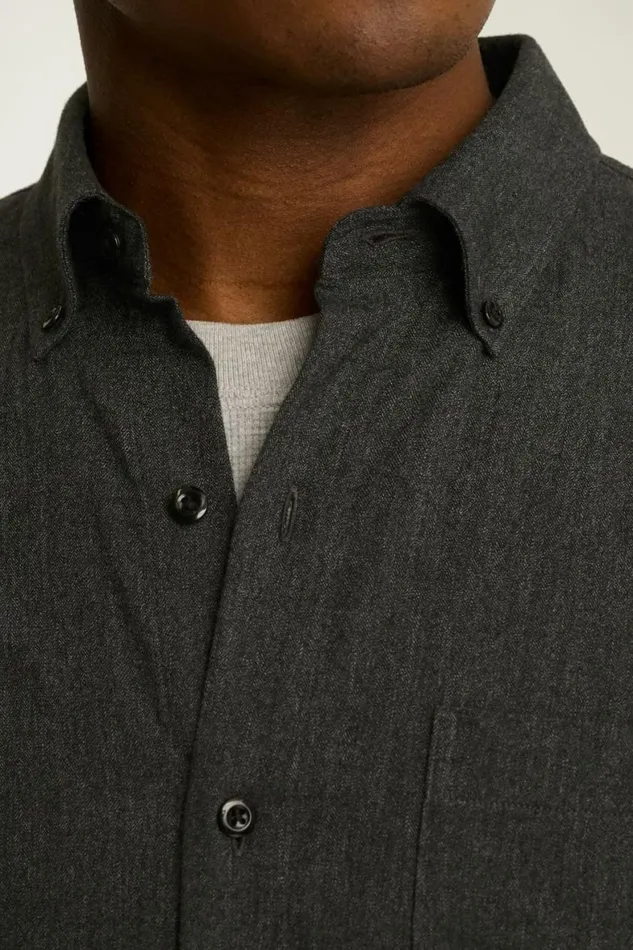 Men Everyday Lightweight Flannel Shirt Black Ice Herringbone Bonobos Overshirts