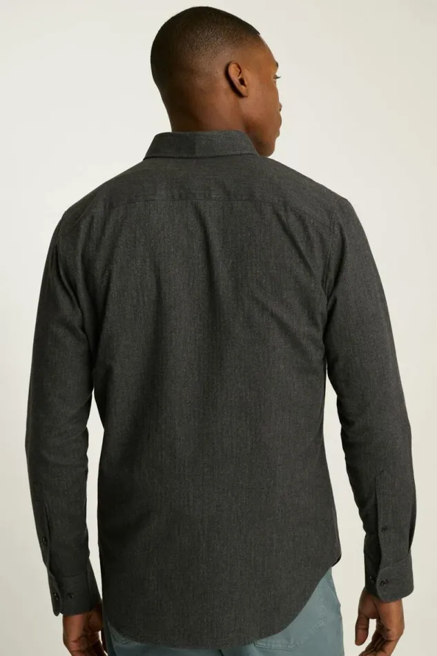 Men Everyday Lightweight Flannel Shirt Black Ice Herringbone Bonobos Overshirts
