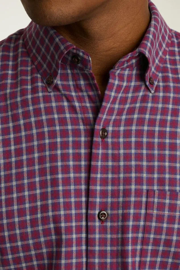 Men Everyday Lightweight Flannel Shirt Red Blue Rowan Plaid Bonobos Overshirts