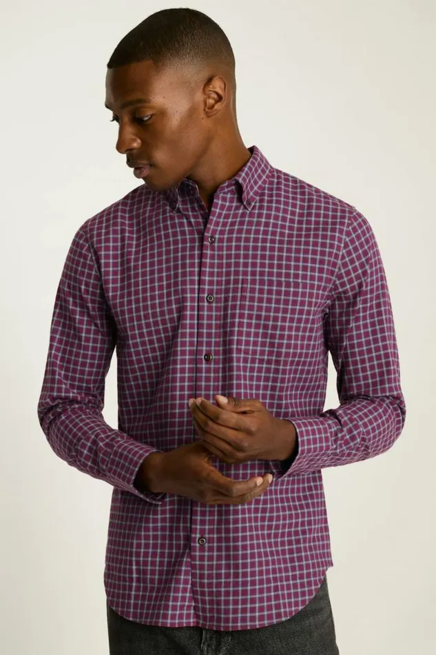 Men Everyday Lightweight Flannel Shirt Red Blue Rowan Plaid Bonobos Overshirts